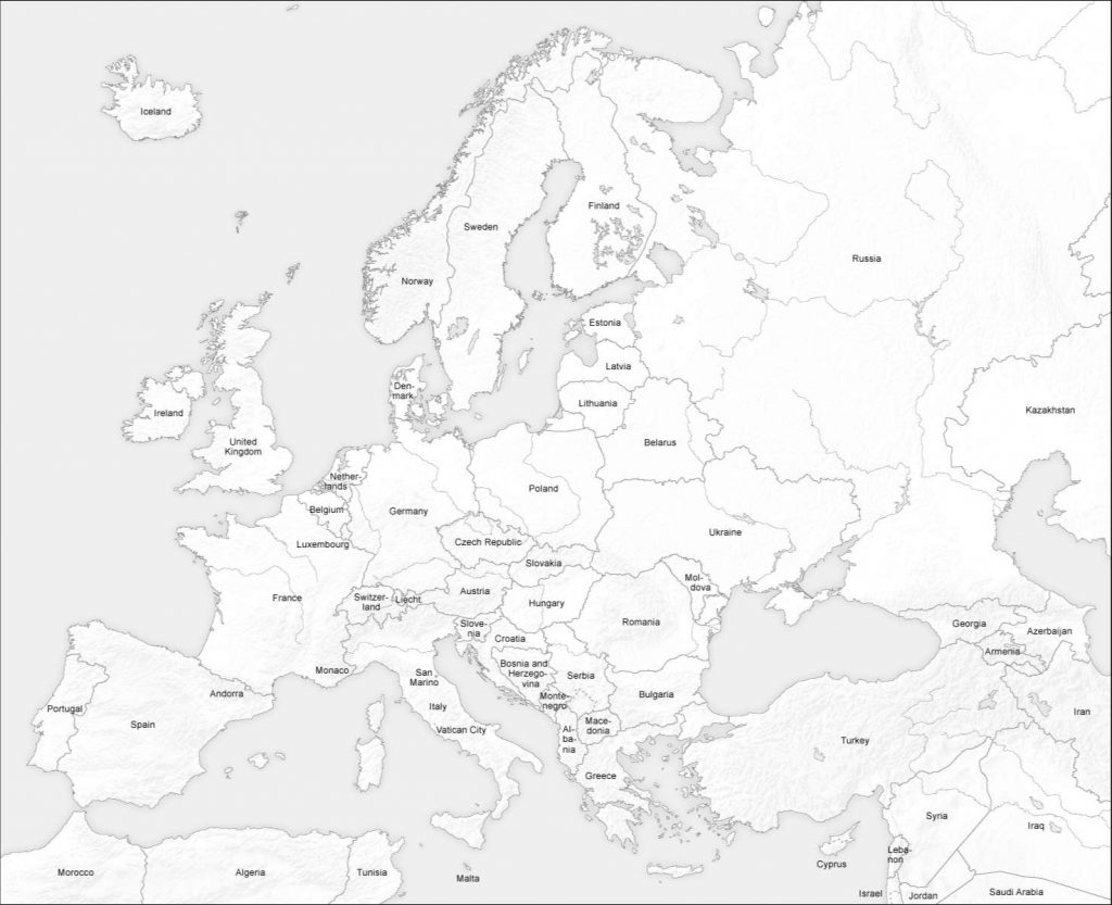 mapa europa blanco y negro para imprimir