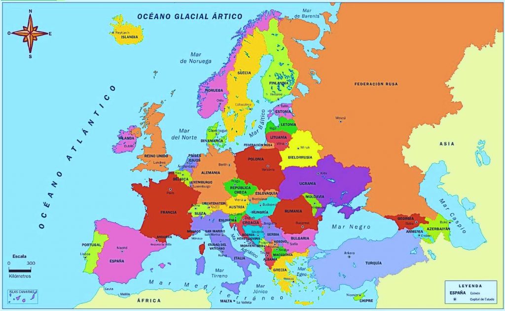 Mapa de Europa Político 🥇 IMÁGENES | Mapas del Continente Europeo